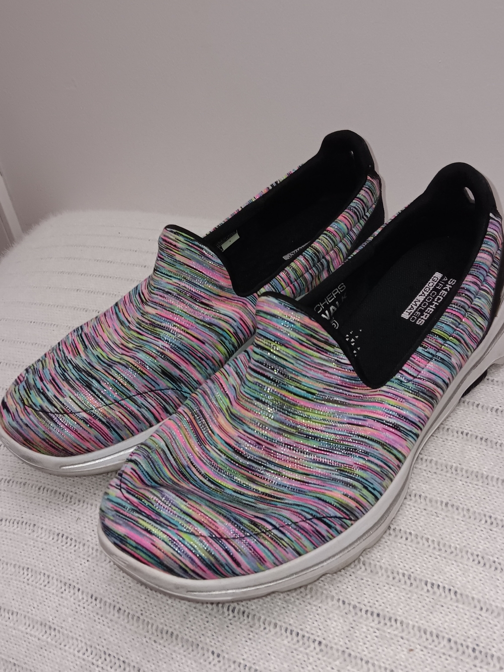 Skechers Go Walk, Air Cooled Multi-Color Slip-On Comfort Shoes for Women US 9.5